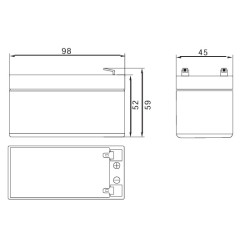 BATERIA 12V 1 2A PLOMO AGM 98x43x52mm HEYCAR