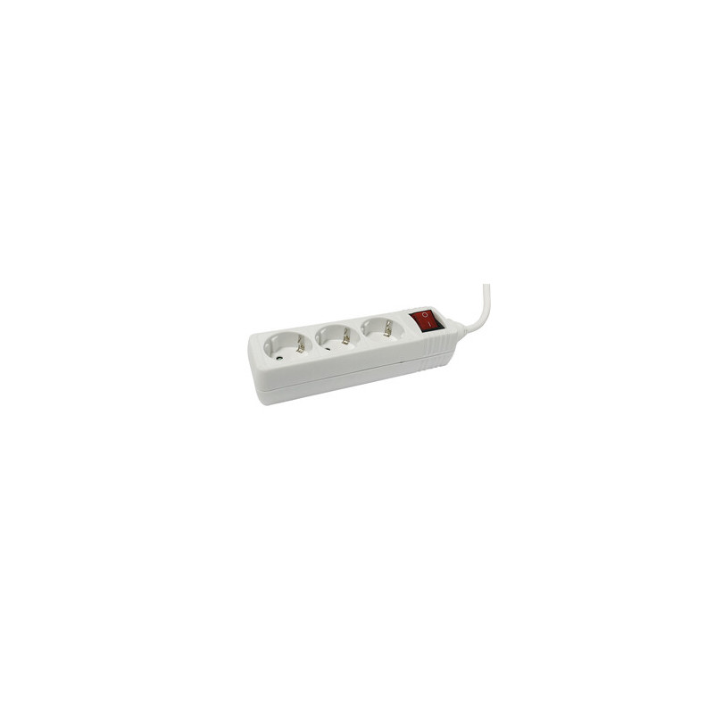 BASE DE ENCHUFE 3 TOMAS CABLE 1 5M C/INT BLANCA