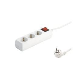 BASE DE ENCHUFE 3 TOMAS CABLE 1 5M C/INT BLANCA