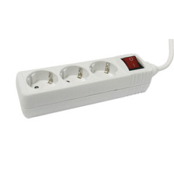 BASE DE ENCHUFE 3 TOMAS CABLE 3M C/INT BLANCA