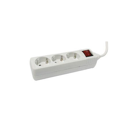 BASE DE ENCHUFE 3 TOMAS CABLE 3M C/INT BLANCA