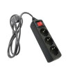BASE DE ENCHUFE 3 TOMAS CABLE 1 5M C/INT  NEGRO