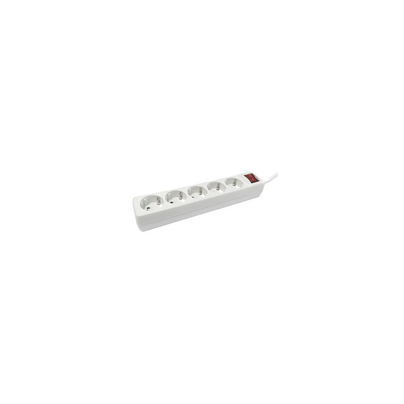 BASE DE ENCHUFE 5 TOMAS CABLE 1 5M C/INT  BLANCA