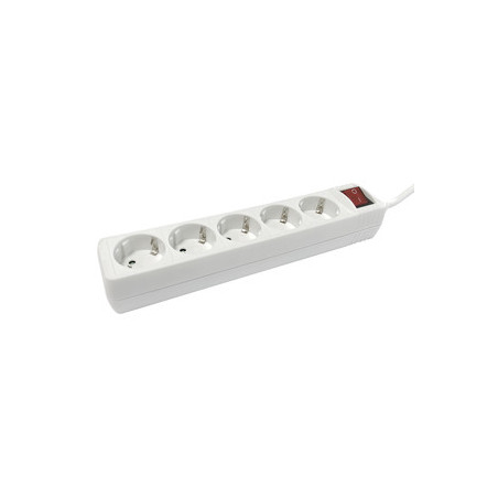 BASE DE ENCHUFE 5 TOMAS CABLE 1 5M C/INT  BLANCA