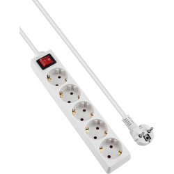 BASE DE ENCHUFE 5 TOMAS CABLE 1 5M C/INT  BLANCA