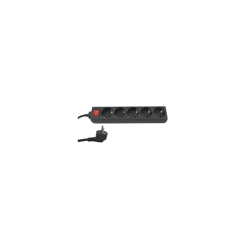 BASE DE ENCHUFE 5 TOMAS CABLE 1 5M C/INT  NEGRO