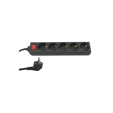 BASE DE ENCHUFE 5 TOMAS CABLE 1 5M C/INT  NEGRO