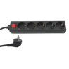BASE DE ENCHUFE 5 TOMAS CABLE 1 5M C/INT  NEGRO