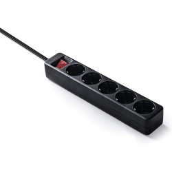 BASE DE ENCHUFE 5 TOMAS CABLE 1 5M C/INT  NEGRO