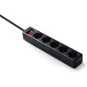 BASE DE ENCHUFE 5 TOMAS CABLE 1 5M C/INT  NEGRO