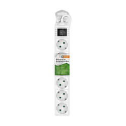 BASE DE ENCHUFE 6 TOMAS CABLE 1 5M C/INT  BLANCA
