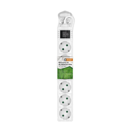 BASE DE ENCHUFE 6 TOMAS CABLE 1 5M C/INT  BLANCA
