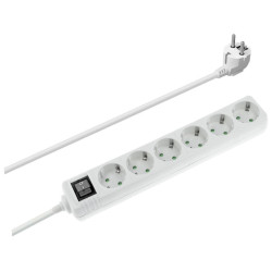 BASE DE ENCHUFE 6 TOMAS CABLE 1 5M C/INT  BLANCA