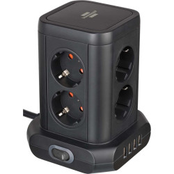 BASE DE ENCHUFE 8 TOMAS SCHUKO   4 USB SOMBREMESA