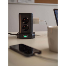 BASE DE ENCHUFE 8 TOMAS SCHUKO   4 USB SOMBREMESA