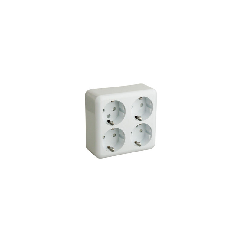 BASE 4 TOMAS SCHUKO 250V 16A CUADRADA SIN CABLE