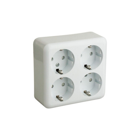 BASE 4 TOMAS SCHUKO 250V 16A CUADRADA SIN CABLE