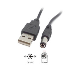 CABLE USB MACHO A JACK ALIMENTACION 5 5x2 1MM 1M 