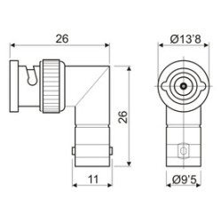 ADAPTADOR BNC MACHO-HEMBRA ACODADO