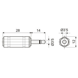 ADAPTADOR JACK 3 5MM MACHO ST  A 3 5MM HEMBRA