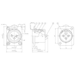 CONECTOR CANON/XLR HEMBRA PARA CHASIS 3 PIN