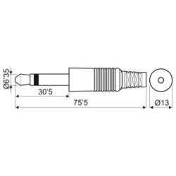 CONECTOR JACK 6 5MM MONO MACHO 