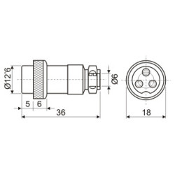 CONECTOR MICROFONO HEMBRA 6P AEREA