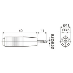 ADAPTADOR STEREO 3 5 MACHO A 2 5 HEMBRA