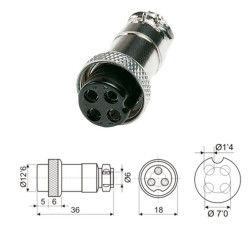 CONECTOR MICRO HEMBRA 4 PINES AEREO