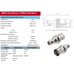 ADAPTADOR SMA HEMBRA A BNC HEMBRA