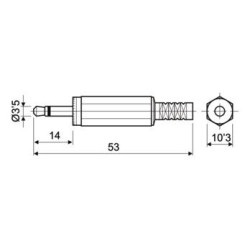 CONECTOR JACK 3 5 ESTEREO MACHO AEREO PLASTICO