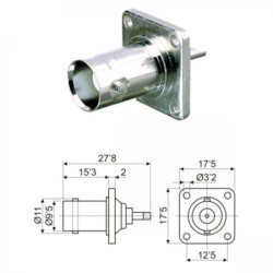 CONECTOR BNC HEMBRA CHASIS TEFLON UG290