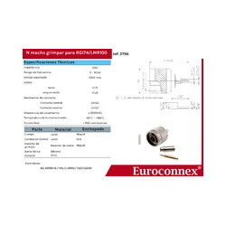 CONECTOR N MACHO CRIMPAR RG174/U