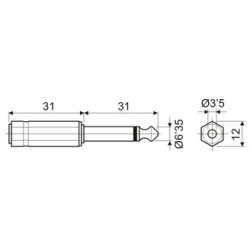 ADAPTADOR JACK 3 5 HEMBRA MONO A JACK 6 5 M MONO