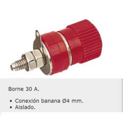 BORNE ROJO  30A BANANA HEMBRA Ø4mm CHASIS