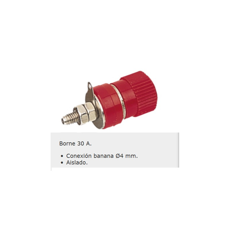 BORNE ROJO  30A BANANA HEMBRA Ø4mm CHASIS