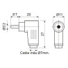 CONECTOR RCA MACHO ANGULAR ROJO/NEGRO