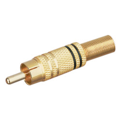 CONECTOR RCA MACHO METALICO DORADO LINEA NEGRA