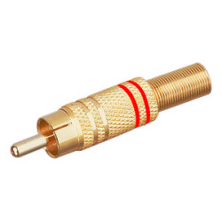 CONECTOR RCA MACHO METALICO DORADO LINEA ROJA