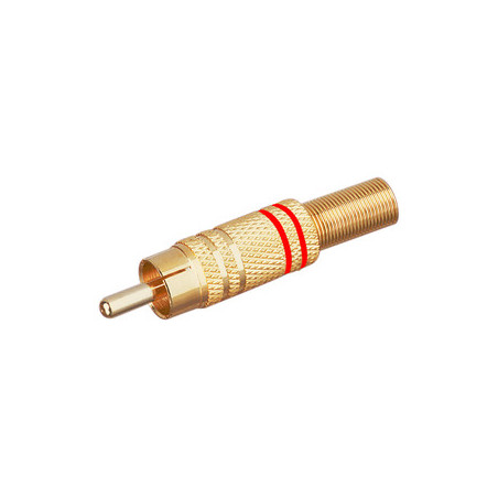 CONECTOR RCA MACHO METALICO DORADO LINEA ROJA