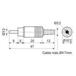 CONECTOR RCA MACHO PLASTICO RG58 NEGRO