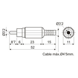 CONECTOR RCA MACHO PLASTICO RG58 ROJO