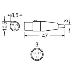 CONECTOR MINI CANON HEMBRA AEREO 3 PINES