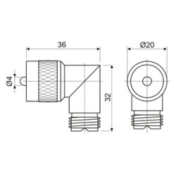 CONECTOR CODO PL259 MACHO-HEMBRA