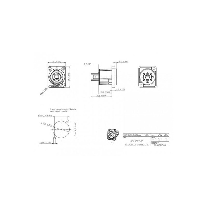 CONECTOR NEUTRIK POWERCON CHASIS AZUL 16A CERTIFIC CONECTOR NEUTRIK POWERCON CHASIS AZUL 16A CERTIFIC