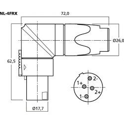 CONECTOR SPEAKON ACODADO NEUTRIK NL 4 FRX