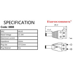 CONECTOR JACK ALIMENTACION CON TORNILLOS 2 1x5 5mm