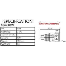 CONECTOR HEMBRA AEREA ALIM CON TORN PARA 2 5x5 5mm