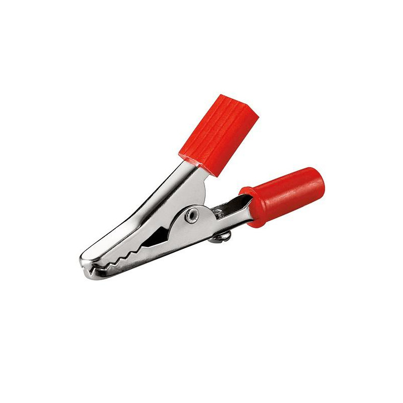 PINZA COCODRILO 55mm ORIFICIO 4mm ROJA