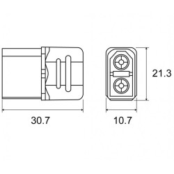 CONECTOR AEREO XT90H MACHO CUBRECABLES